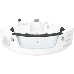 AcquaVapore Whirlpool Pool Badewanne Eckwanne Wanne W05R-SC 140x140cm mit Radio+Farblicht, aktive Schlauch-Reinigung