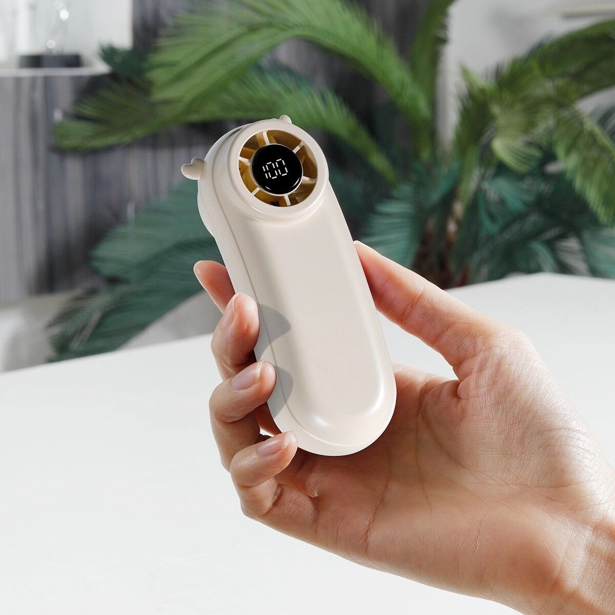 INF Mini ventilateur portatif haute vitesse - réglage continu 100 vitesses, USB rechargeable, turbo pour bureau et voyage Blanc
