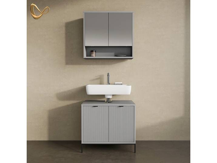 BADMÖBEL-SET ATERNO, Grau, 2-teilig