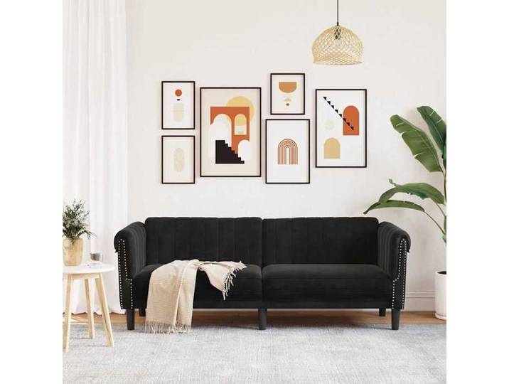 Bon marché *Canapé à 3 places ergonomique - COCO - pour bavarder lire - noir velours 203x77x74cm C15281178775045