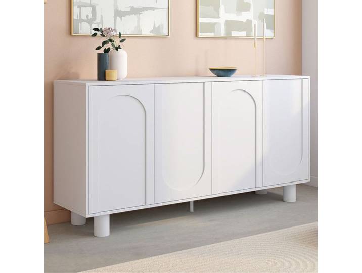 ID MARKET buffet 4 portes 160 cm Moderne blanc