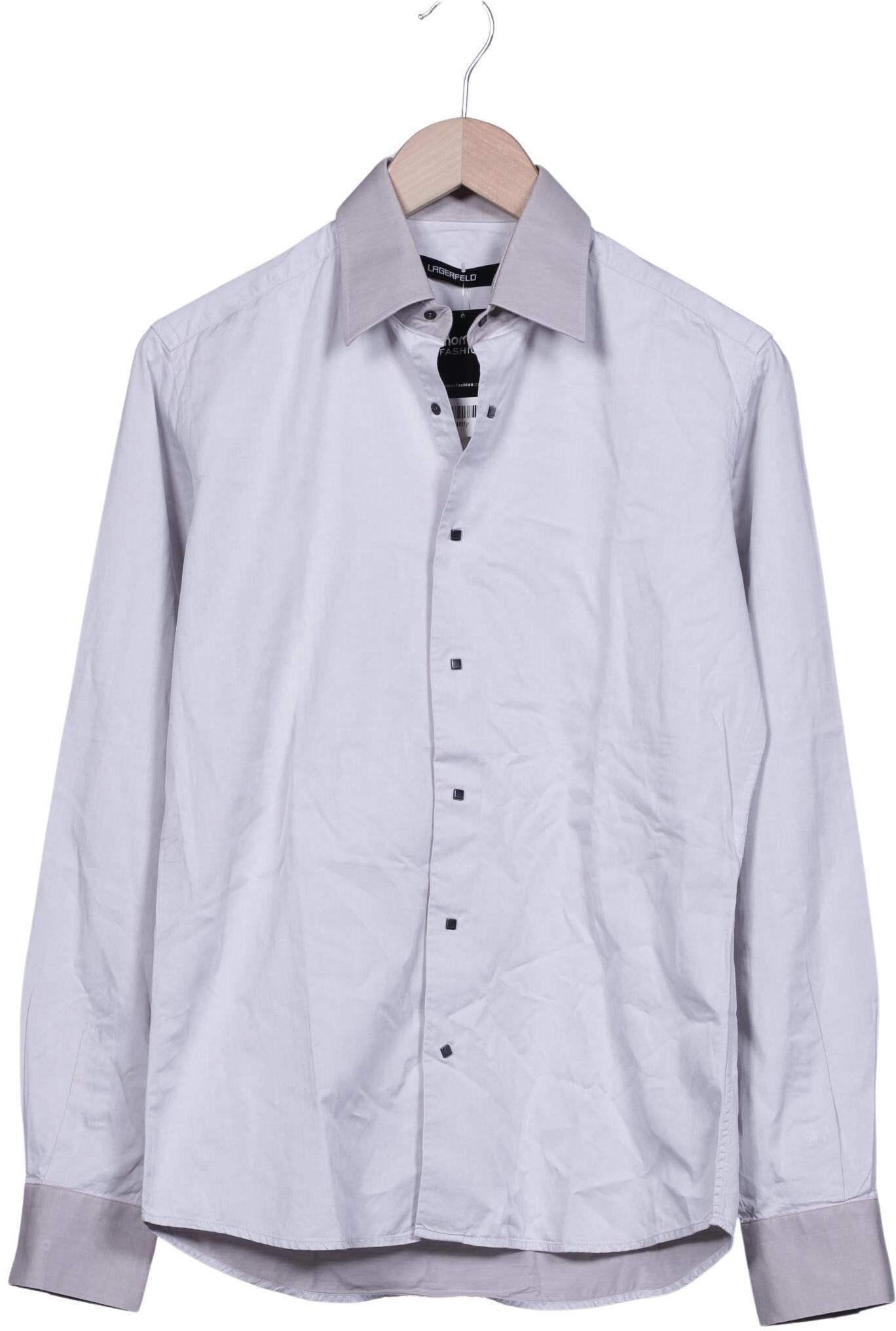 Lagerfeld Herren Hemd, Grau, Gr. 38, Baumwolle - Second Hand