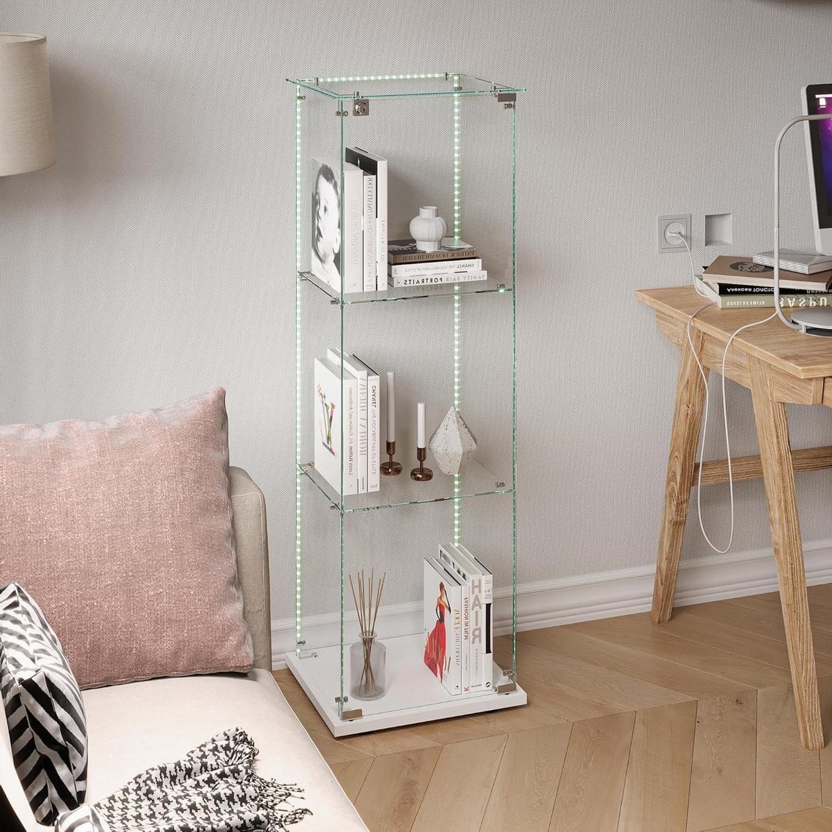 Glazen Vitrinekast met LED-verlichting en slot voor het tonen van uw collectie