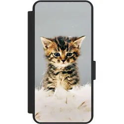 Nivocase Klapphülle für Samsung Galaxy S25 Edge Handyhülle aus Kunst Leder NIVOflip schwarz Feder Haustier (Samsung Galaxy S25 Edge), Smartphone Hülle, Schwarz