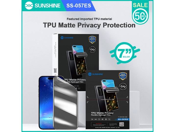 SUNSHINE SS-057ES Film Hydrogel de confidentialité mat TPU avec Code pour Machines de découpe de Film telles que la série 890C Y22 Y25