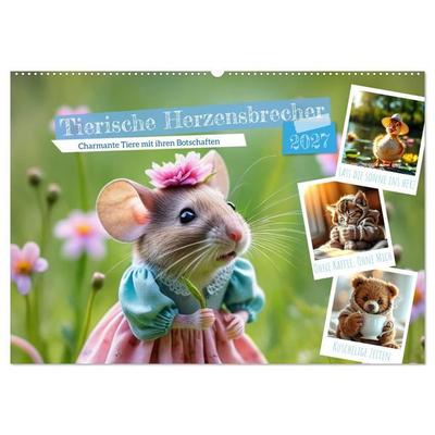 Tierische Herzensbrecher - Charmante Tiere mit ihren Botschaften (Wandkalender 2027 DIN A2 quer), CALVENDO Monatskalender
