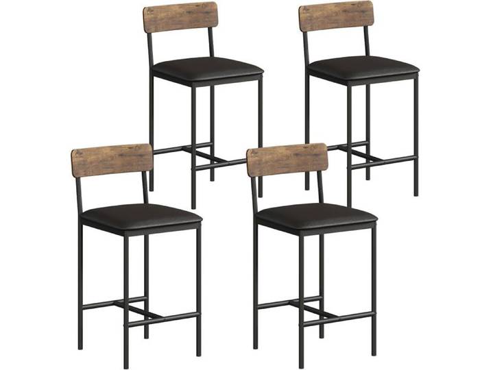 Tabourets de bar tabourets de bar de cuisine avec repose-pieds et dos 4 tabourets de bar de hauteur de comptoir Marron