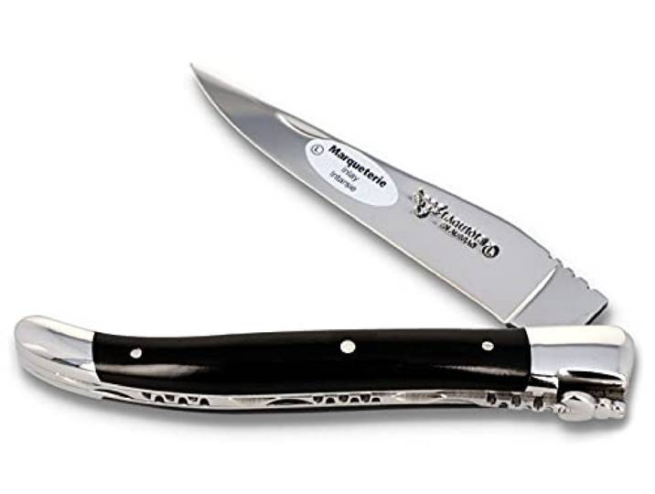 Laguiole en Aubrac Taschenmesser Griff Ebenholz mit Diamant L0212EDIF 12 cm Messer Backen und Klinge glänzend