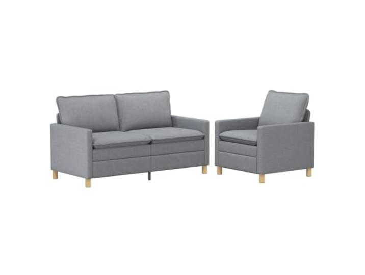 PUGYNBK Modernes Sofa aus hellgrauem Stoff, 2-teilig mit gepolsterter Stabiler Metallboden, Bezüge mit Reißverschluss, flache Armlehnen, täglicher Gebrauch
