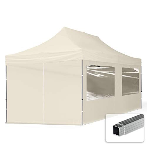 TOOLPORT Vouwpaviljoen Partytent met 4 zijpanelen, 3x6m, Crème