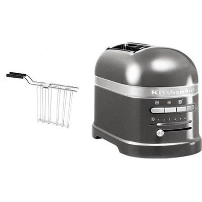KITCHENAID Toaster "Artisan 5KMT2204EMS MEDALLION-SILBER", silber (medallion, silber), B:18cm H:22,5cm T:33cm, Toaster, mit Sandwichzange