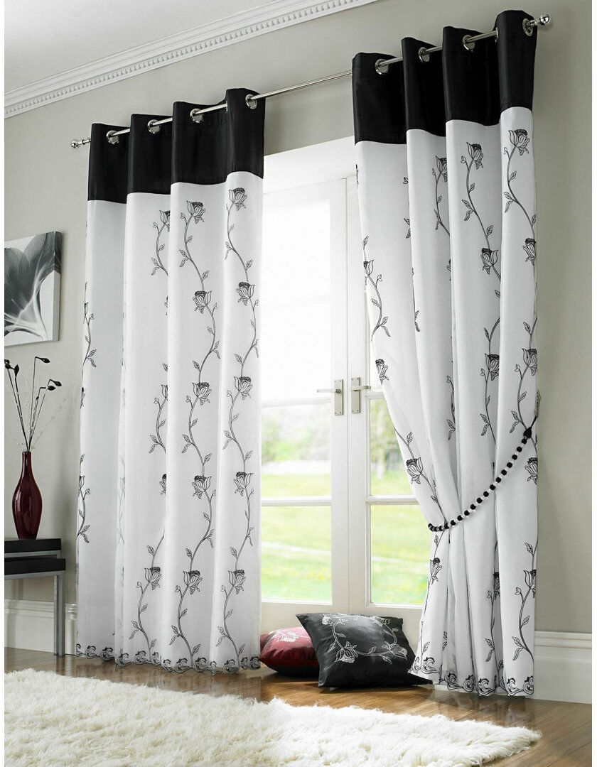 Marlow Home Co. Bryniulf Room Darkening Curtain Pair Black Width 142 x Drop 229cm