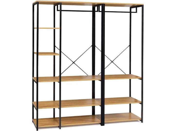 IDMarket Dressing modulable DETROIT XXL 150x40x167 cm Métal noir et Bois 2 penderies