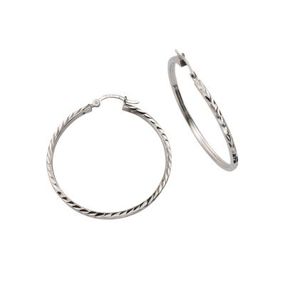Paar Creolen FIRETTI "Schmuck Geschenk Silber 925 glänzendes Design diamantiert" Gr. 50, silber (silberfarben), Ohrringe, Damen, 50, Silber 925 (Sterlingsilber)