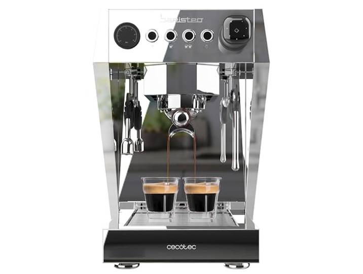 Cecotec Siebträgermaschine Baristeo Brava, Dual-Boiler, 58 mm, 15-bar-Pumpe 15-bar-Pumpe und Vorbrühung für kontrollierte Extraktion, Doppelboiler für Kaffee und Dampf, Manometer, 4-fach-Dampfdüse
