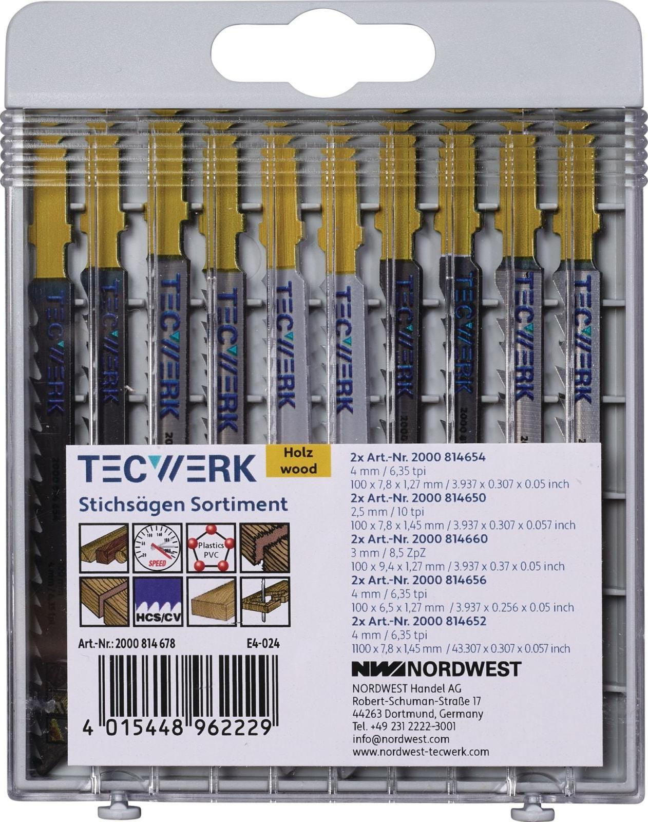 TECWERK 10-delig assortiment zaagbladen voor figuurzagen voor metaal