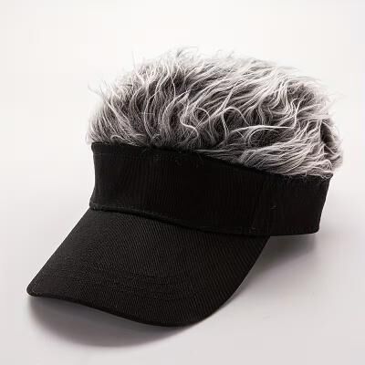 LightInthebox Adjustable Sun Wig Hat for Women and Men, Hip-Hop Sun Visor Wig Baseball Cap for Men, European and American Hip-Hop Quirky Street Trend Flat Cap, Outdoor Hat