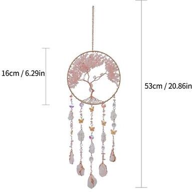 Uplift Essentials Natural Agate Crystal Dream Catcher Hand Finished Moon, Star & Sun Wall Hanging For Modern Zen Sanctuaries love