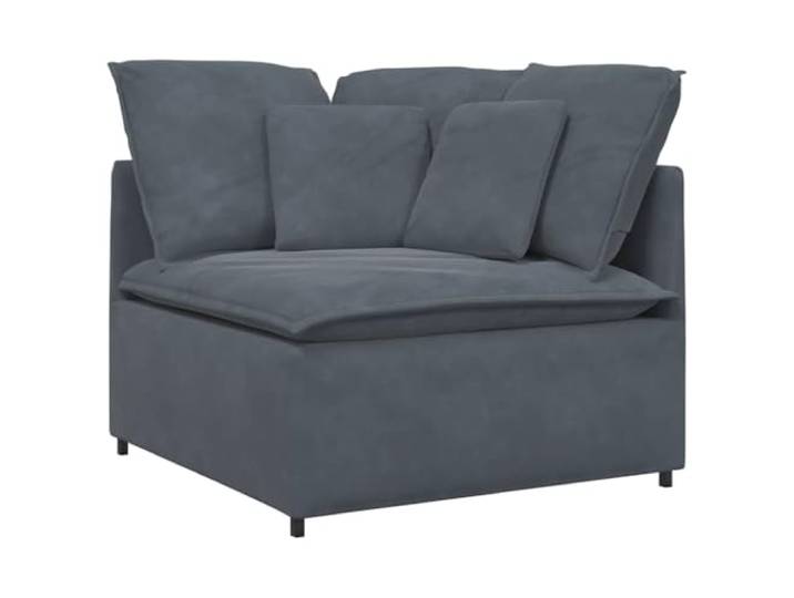KTHLBRH Modulares Sofa aus Samt, Dunkelgrau, 200 cm Gestell aus Metall, Schaumstoff, 2 Ecken, 12 Kissen, Wohnzimmer