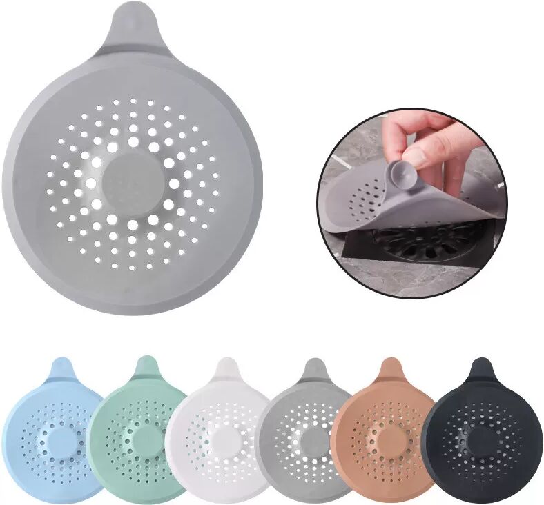 INF Lot de 2 attrape-cheveux de drain en silicone, couvercle de drain de douche Le noir
