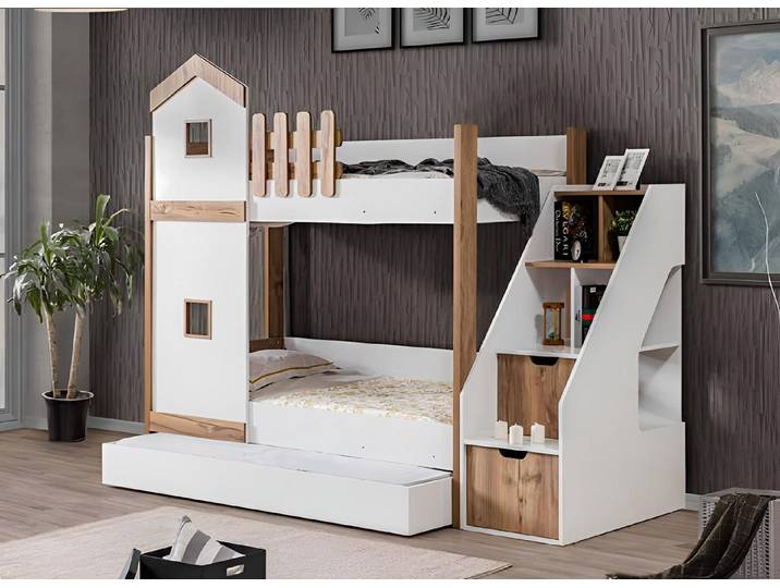 JVmoebel Etagenbett Etagenbett im modernen Design mit Stauraum und Treppe