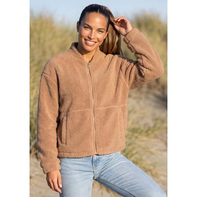 Fleecejacke ELBSAND, Damen, Gr. L/40, braun (nougat), Fleece, Obermaterial: 100% Polyester, hüftbedeckend, Jacken Fleecejacke, in kuscheliger Qualität