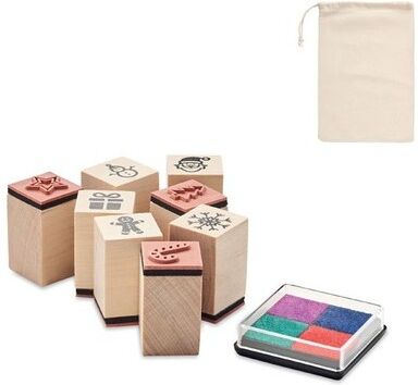 Set personnalisé de 8 tampons en bois STAMPIE bois beige