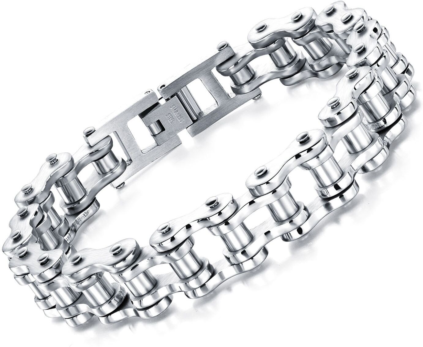 Gliederarmband FIRETTI "Schmuck Geschenk Biker", silber (edelstahlfarben), Armbänder, Herren, 22cm, Edelstahl, Gliederarmband