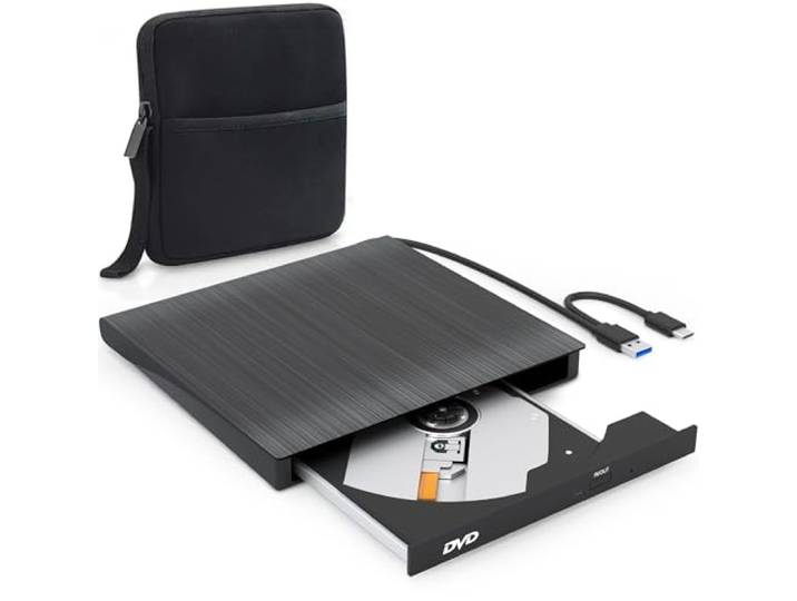 Strex Externe DVD Speler En Brander - Met Hoes - CD/DVD - Plug & Play - USB 3.0 DVD Speler - Geschikt voor Windows, Mac en Linux - Optical Drive