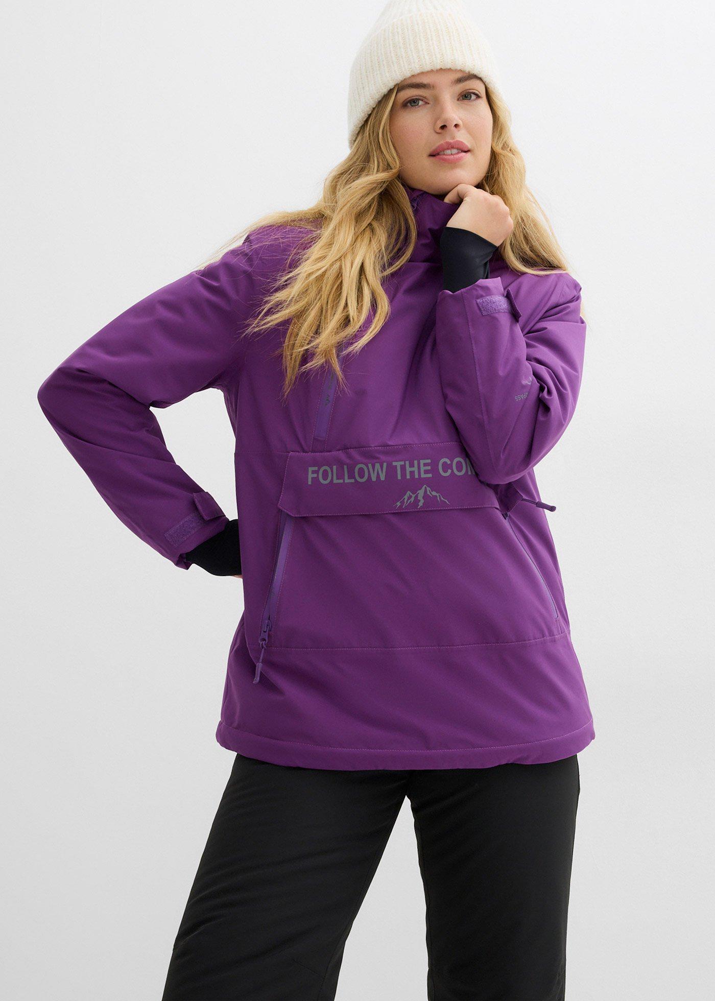 bonprix Gefütterter Windbreaker, lila, Gr.42, Wasserdichte Skijacke zum Reinschlüpfen mit weichem Fleece-Futter, aus Fleece