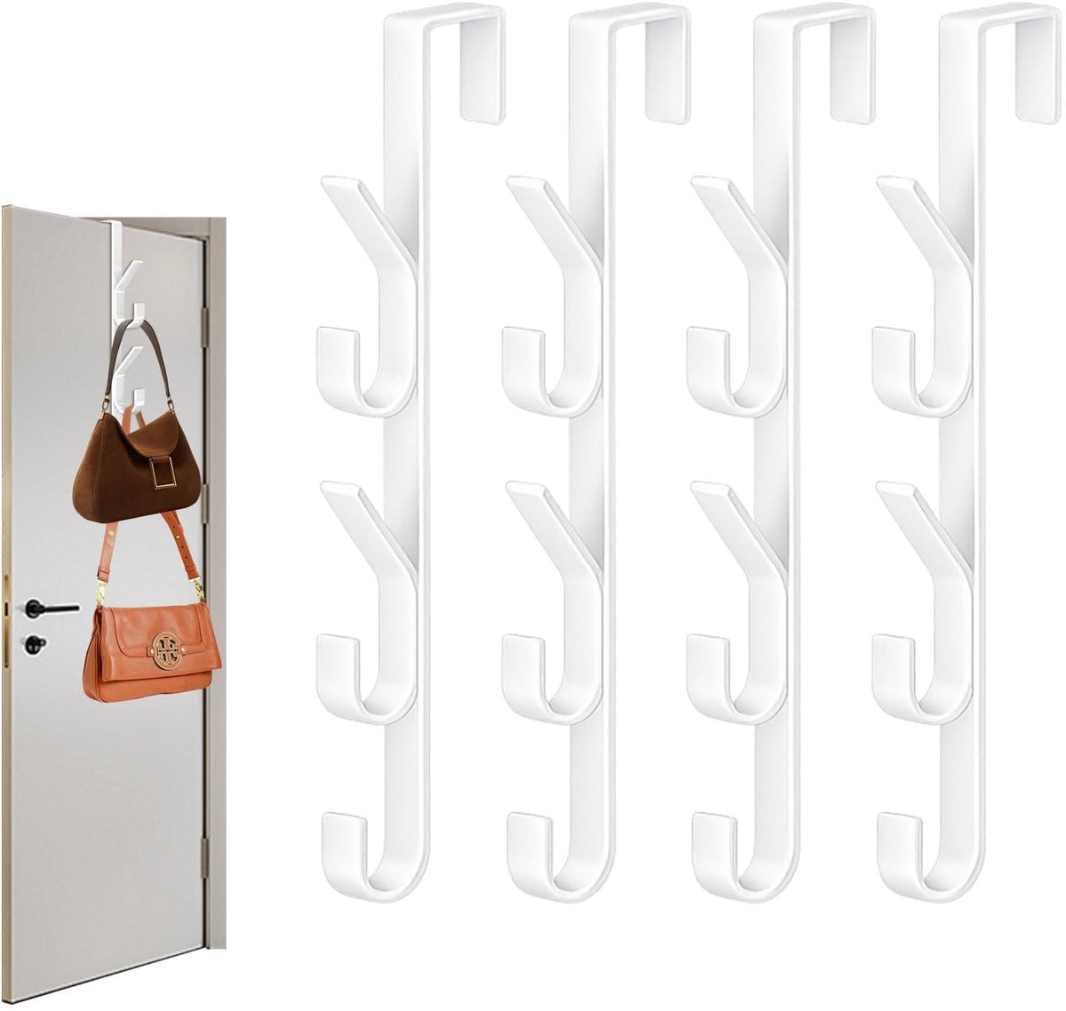 Solidchoice Set van 4 Roestvrijstalen Deurhaken voor Kleding