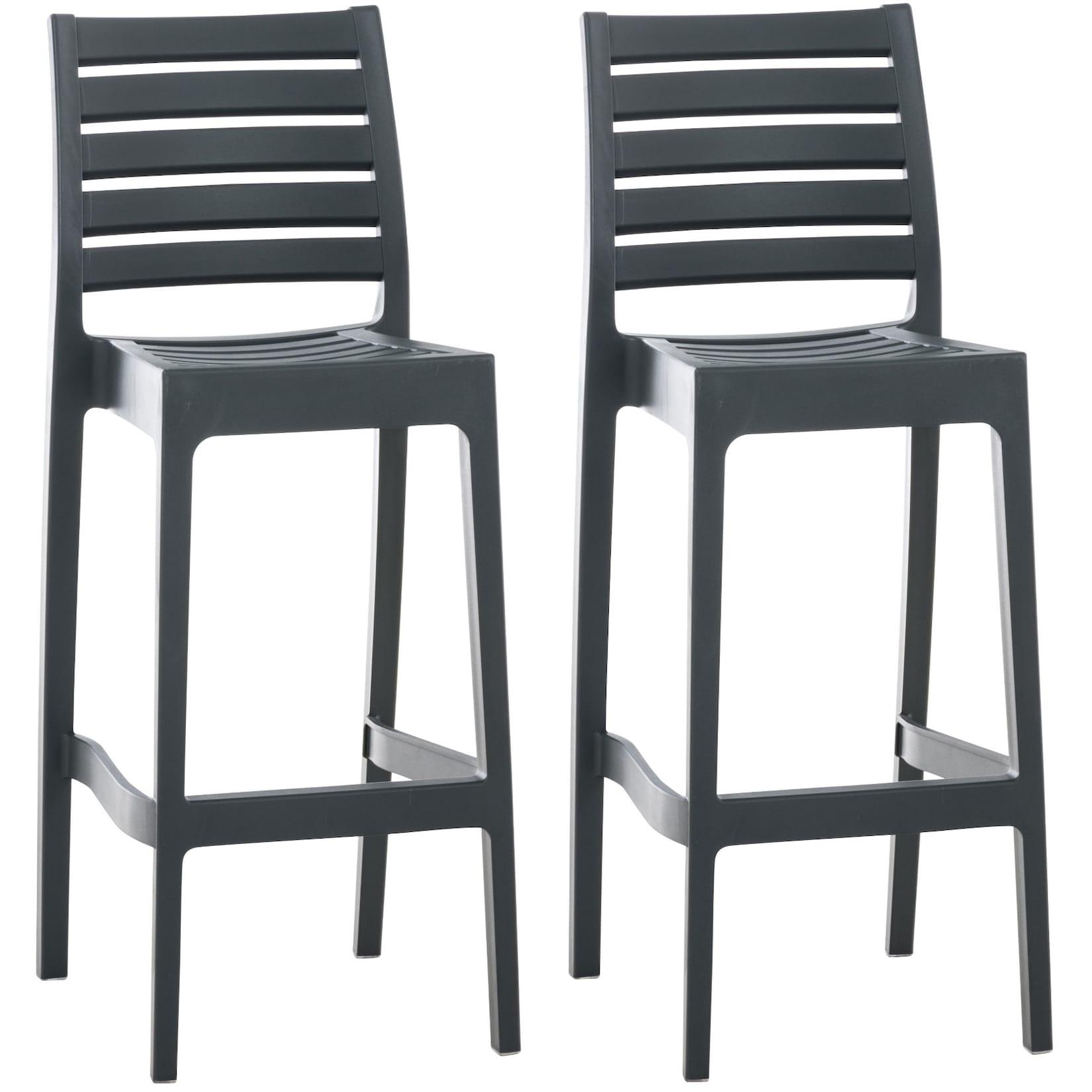 CLP 2er Set Outdoor-Barhocker Ares Mit Fußstütze I Stapelbare Tresenhocker In Rattan-Optik