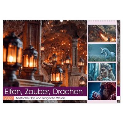 Elfen, Zauber, Drachen (Wandkalender 2027 DIN A2 quer), CALVENDO Monatskalender