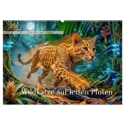 Wildkatze auf leisen Pfoten (Wandkalender 2027 DIN A2 quer), CALVENDO Monatskalender