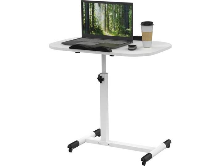 Table de Lit à Roulette Bureau d'Ordinateur Réglable en Hauteur Bureau Debout Mobile 60x40CM Bureau avec Roues 360° Bureau