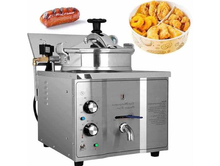 LSBHPPD Gewerbliche 16-Liter-Druckfritteuse für Fried Chicken, 3000-Watt-Hochdruck-Frittierstation, Professionelles Frittier-Kochgerät mit Temperaturregelung (40–200 °C) und Zeitschaltuhr