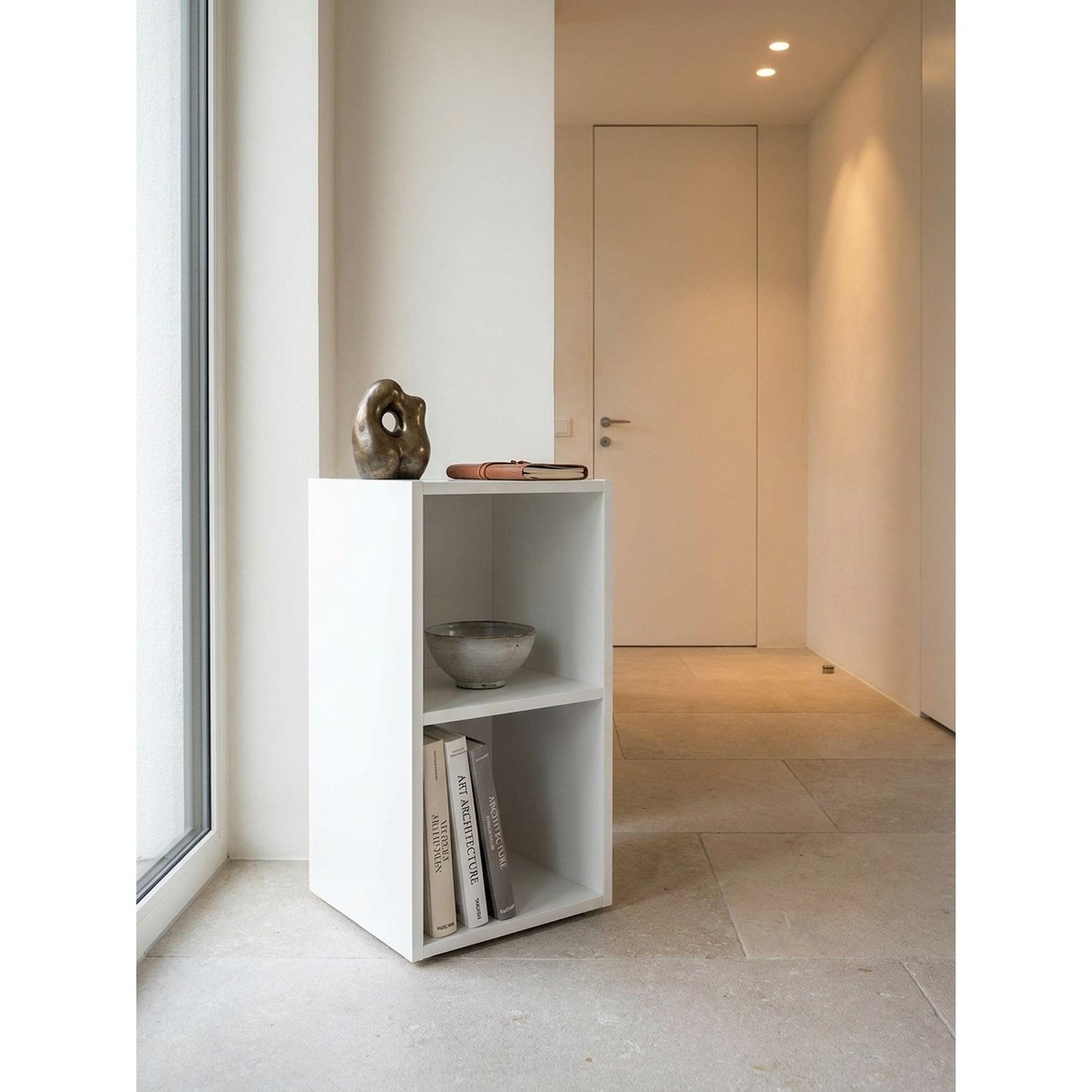 Regal Holz Klein 2 Ablagefächer Schmal Modern, Weiß 30x30x60 cm