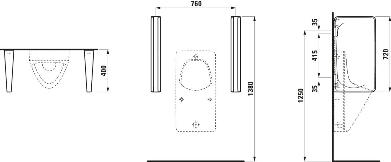 LAUFEN Urinaltrennwand, Cinto, x400, weiß, 84760.3, 8476030000001 H8476030000001