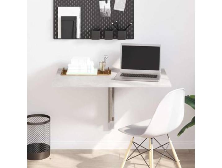 KGTKGTYER Wandklapptisch Betongrau 100x60x56 cm Holzwerkstoff Platzsparendes Klappdesign, Für kleine Räume, 20 kg Traglast