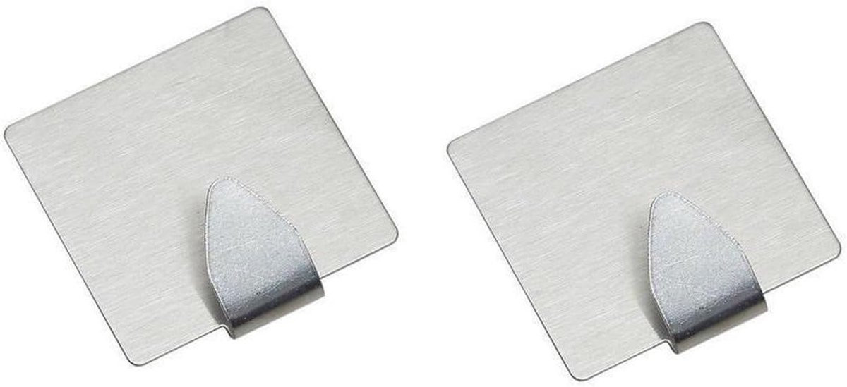 Set van 4 zelfklevende handdoekhaakjes voor de badkamer, zilver