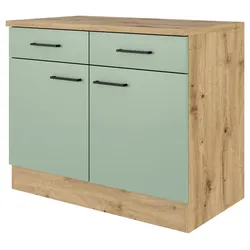 Küchenunterschrank Cara ca. 100x85x57 cm Grün/Eiche
