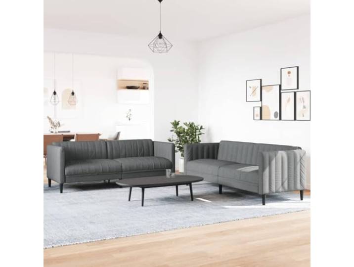 KTHLBRH Sofa-Set, 2-teilig, dunkelgrau, Stoff Atmungsaktives Polyester, Schaumstofffüllung, robuste Beine, 110 kg pro Sitz