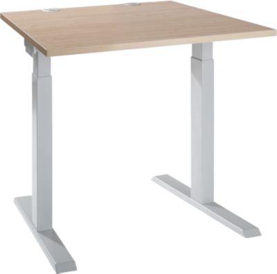 Schäfer Shop Select Schreibtisch ERGO-T 2.0, Quadrat, T-Fuß, B 800 x T 800 x H 675-895 mm, Eiche/weißalu