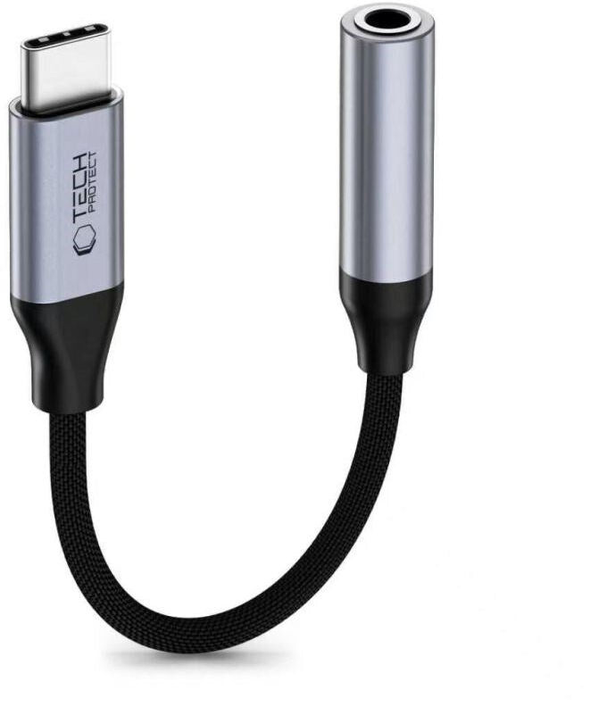 Tech-Protect USB-C Til Mini Jack 3.5mm DAC Adapter UltraBoost - Grå