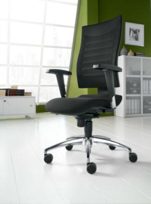 Schäfer Shop Pure Bürostuhl SSI PROLINE S2, Synchronmechanik, ohne Armlehnen, 3D-Netz-Rückenlehne, Bandscheibensitz, schwarz/schwarz