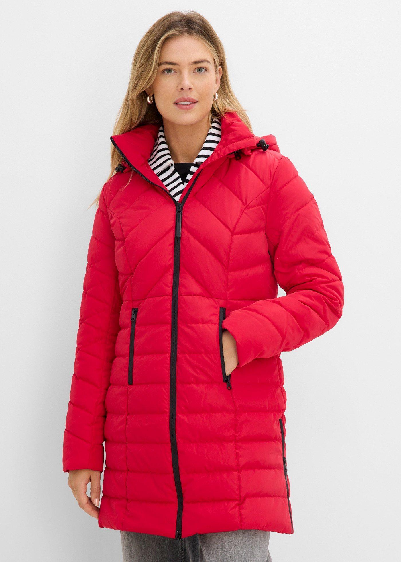 bonprix Long-Steppjacke mit Wattierung, rot, Gr.50, Wattierte Steppjacke in schöner Long-Form