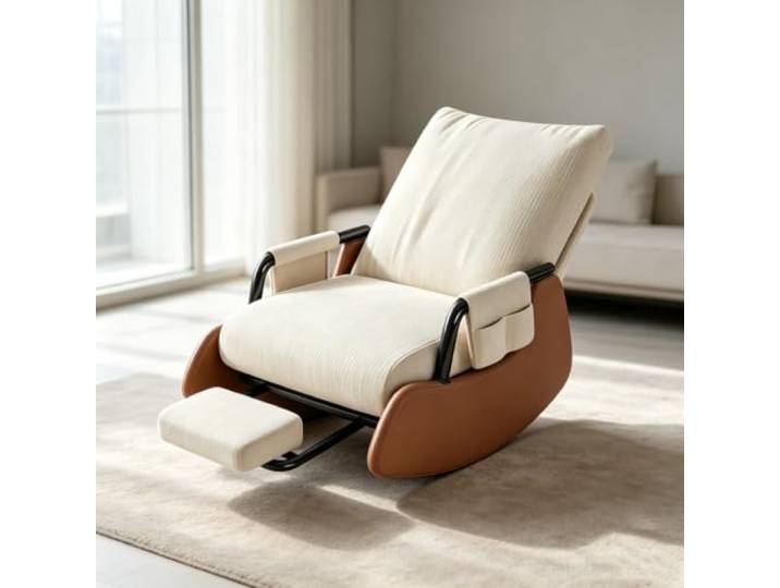 Ergonomischer Ruhesessel für Lesen und Entspannung Schaukelnder Komfortsessel mit tiefer Sitzfläche 60x60cm und Rückenunterstützung für Lesestunden.