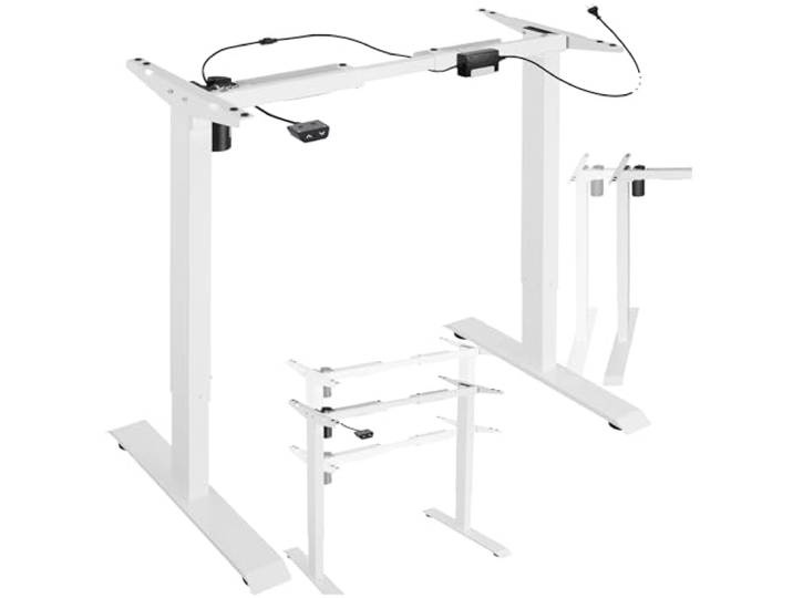 tectake höhenverstellbarer Schreibtisch, elektrisch höhenverstellbares Tischgestell, Schreibtisch Gestell aus Stahl, Variable Gestellbreite, 85-129x65x71-121cm, Belastbarkeit 70 kg - weiß