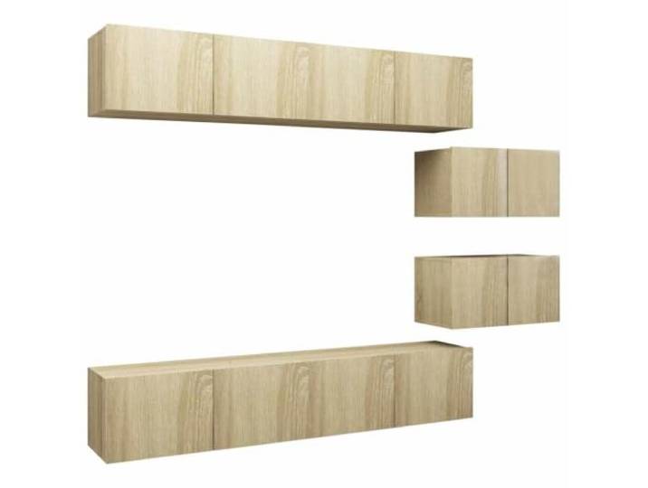 LMTYOENFG 6-TLG. TV-Schrank-Set Hängend Sonoma-Eiche Holzwerkstoff Wandhängendes Design spart Bodenfläche im Wohnzimmer oder Schlafzimmer und schafft flexibel strukturierten Stauraum.