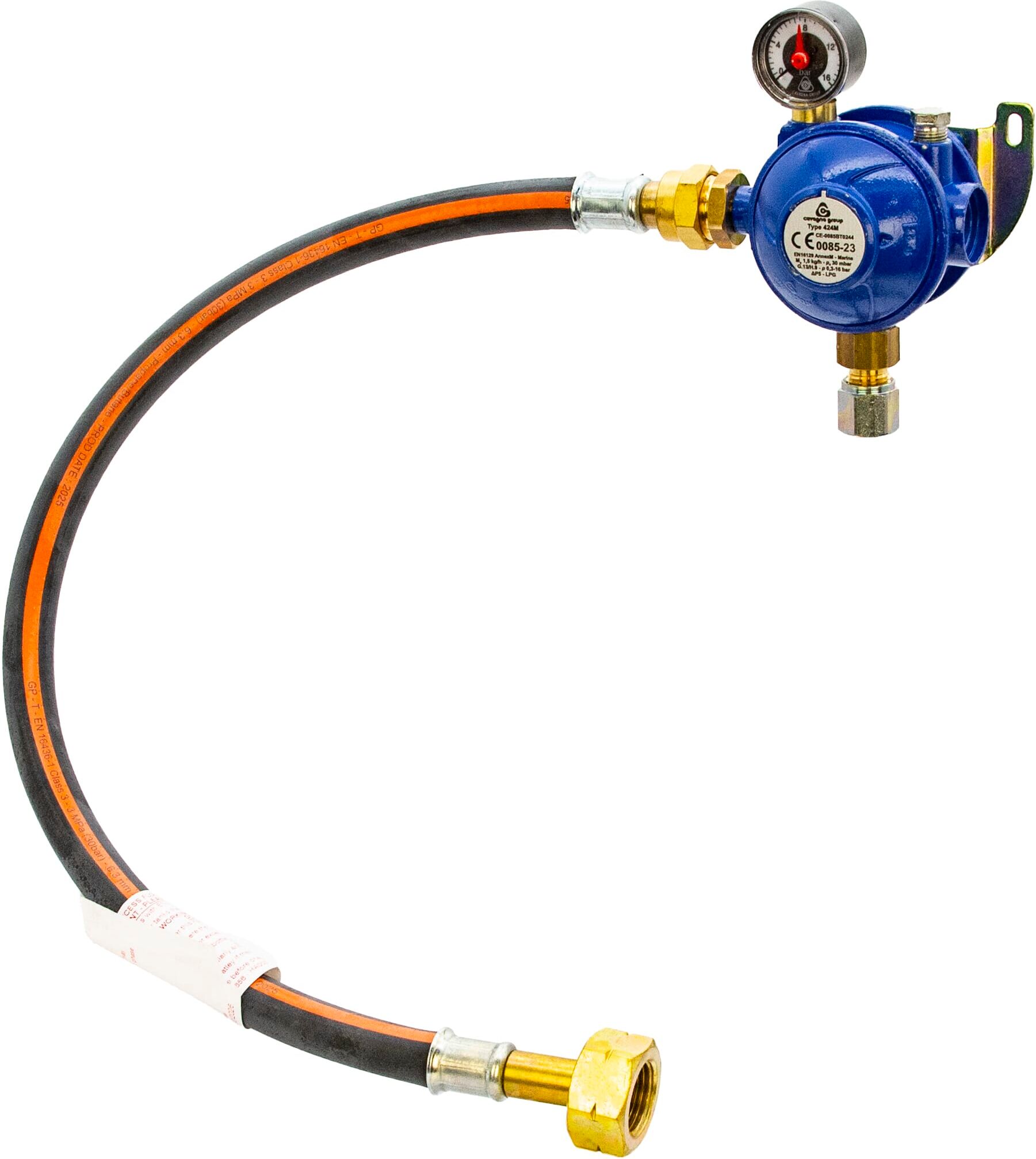 Cavagna Marine 30mbar Bulkhead LPG Regulator Kit with Gauge
